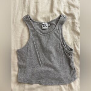 Princess Polly Ribbed Cropped Tank Top - Gray, Size 4